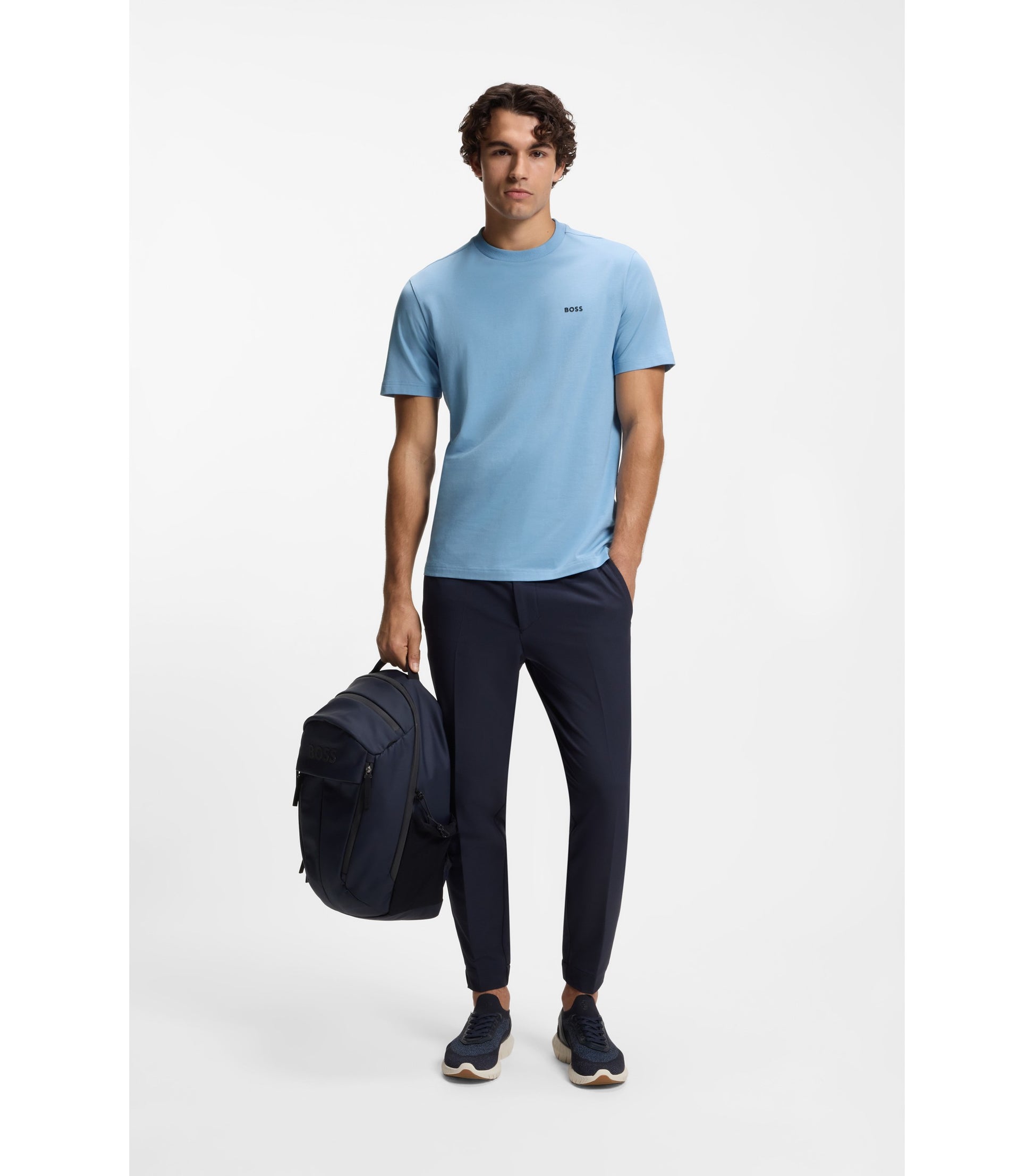 Stretch-cotton T-shirt with logo detail