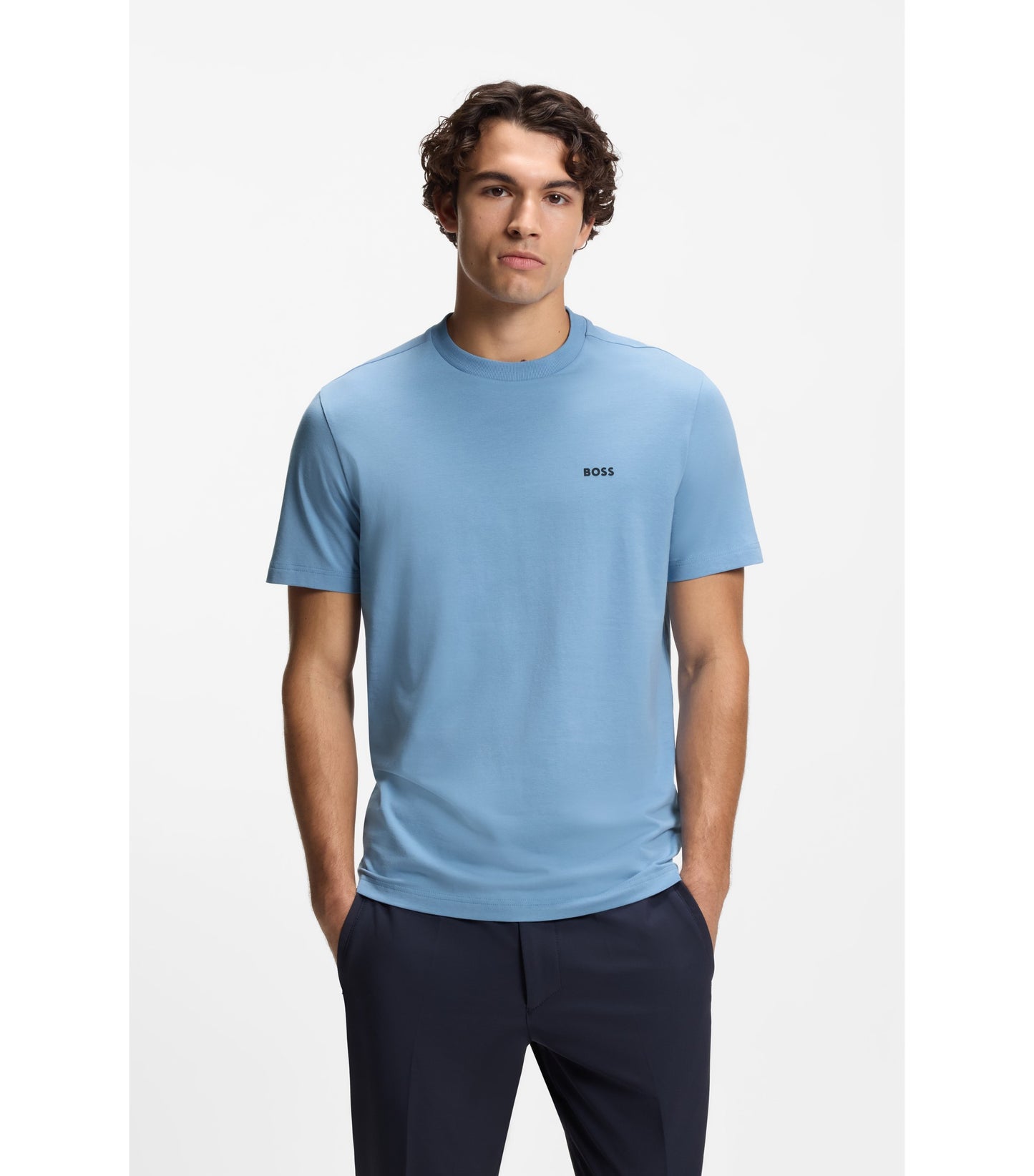 Stretch-cotton T-shirt with logo detail