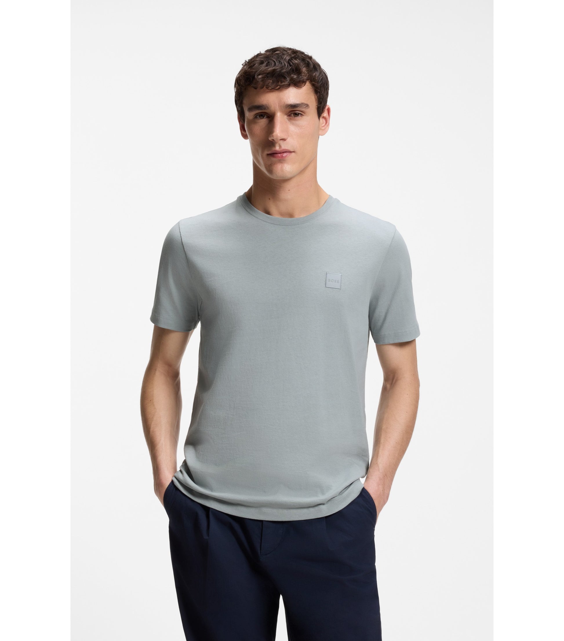 Cotton-jersey T-shirt with logo patch