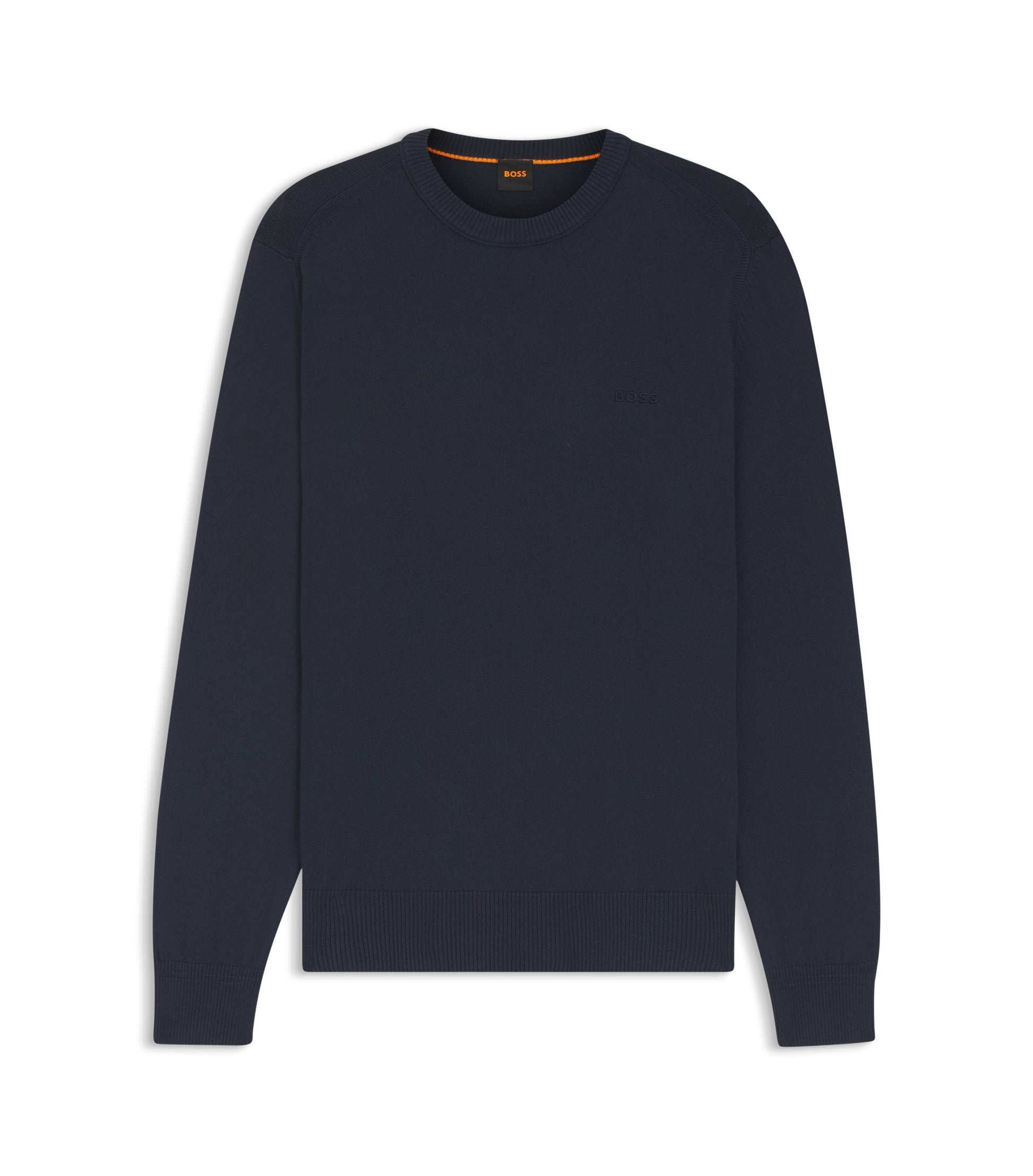 Knitted-cotton sweater with embroidered logo