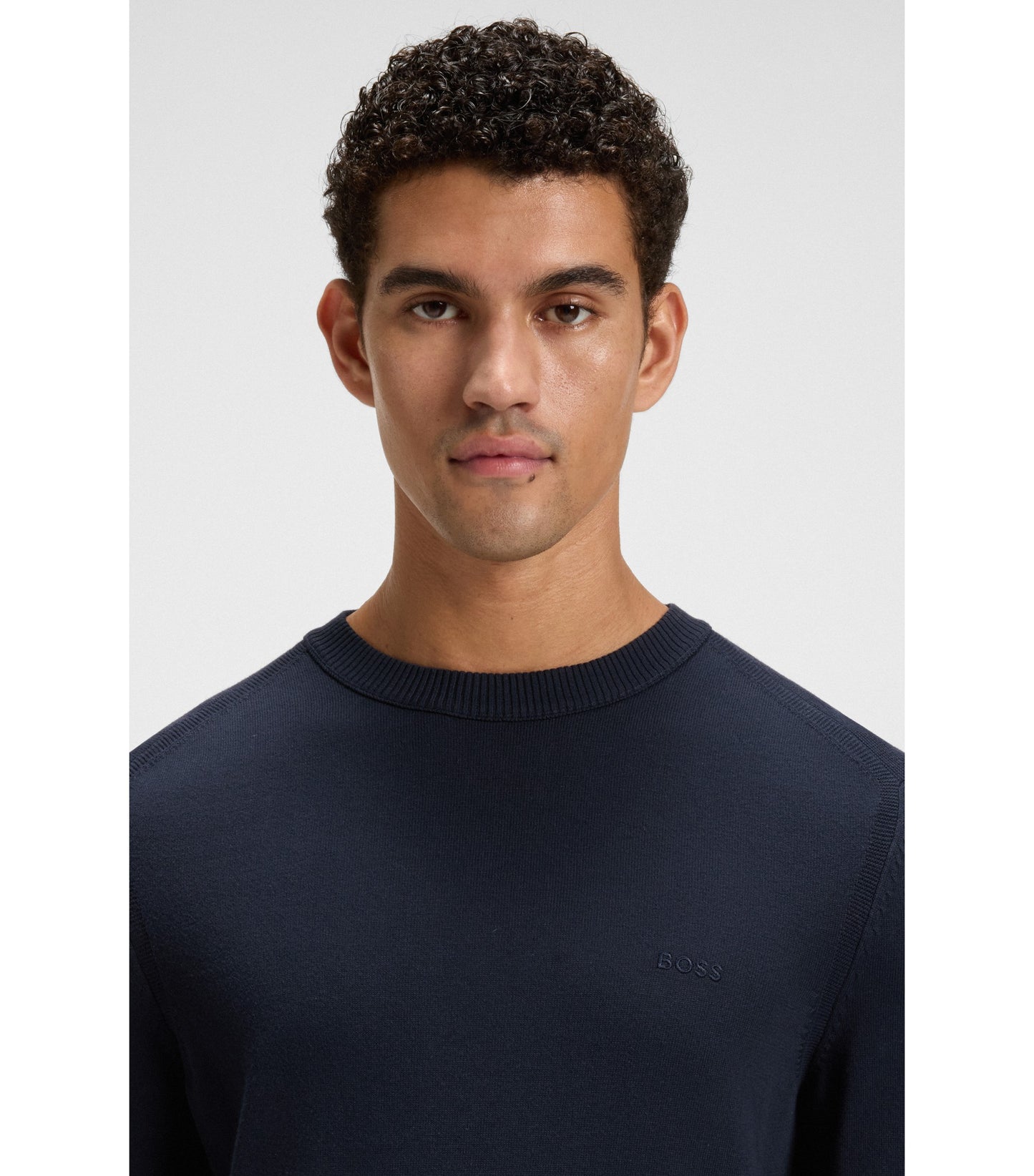 Knitted-cotton sweater with embroidered logo