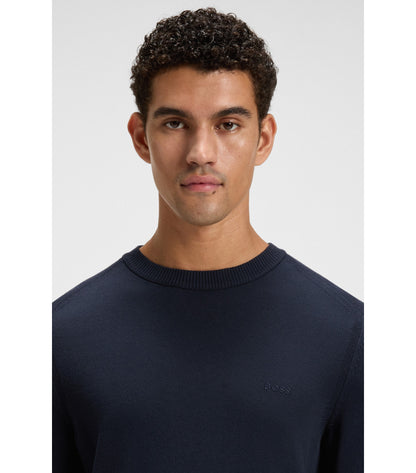 Knitted-cotton sweater with embroidered logo