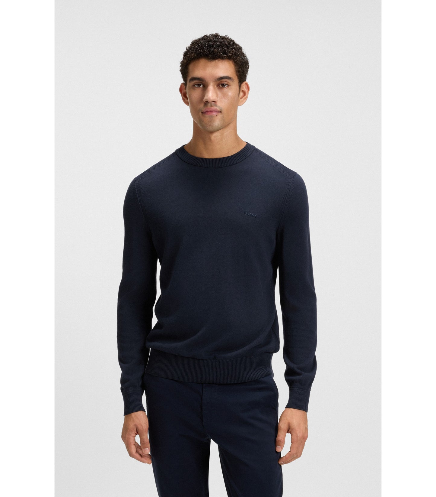 Knitted-cotton sweater with embroidered logo