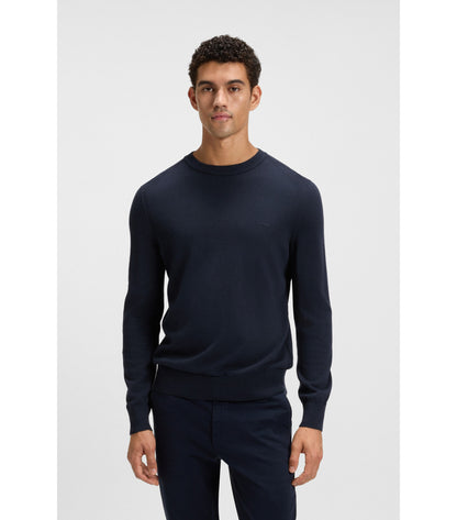 Knitted-cotton sweater with embroidered logo