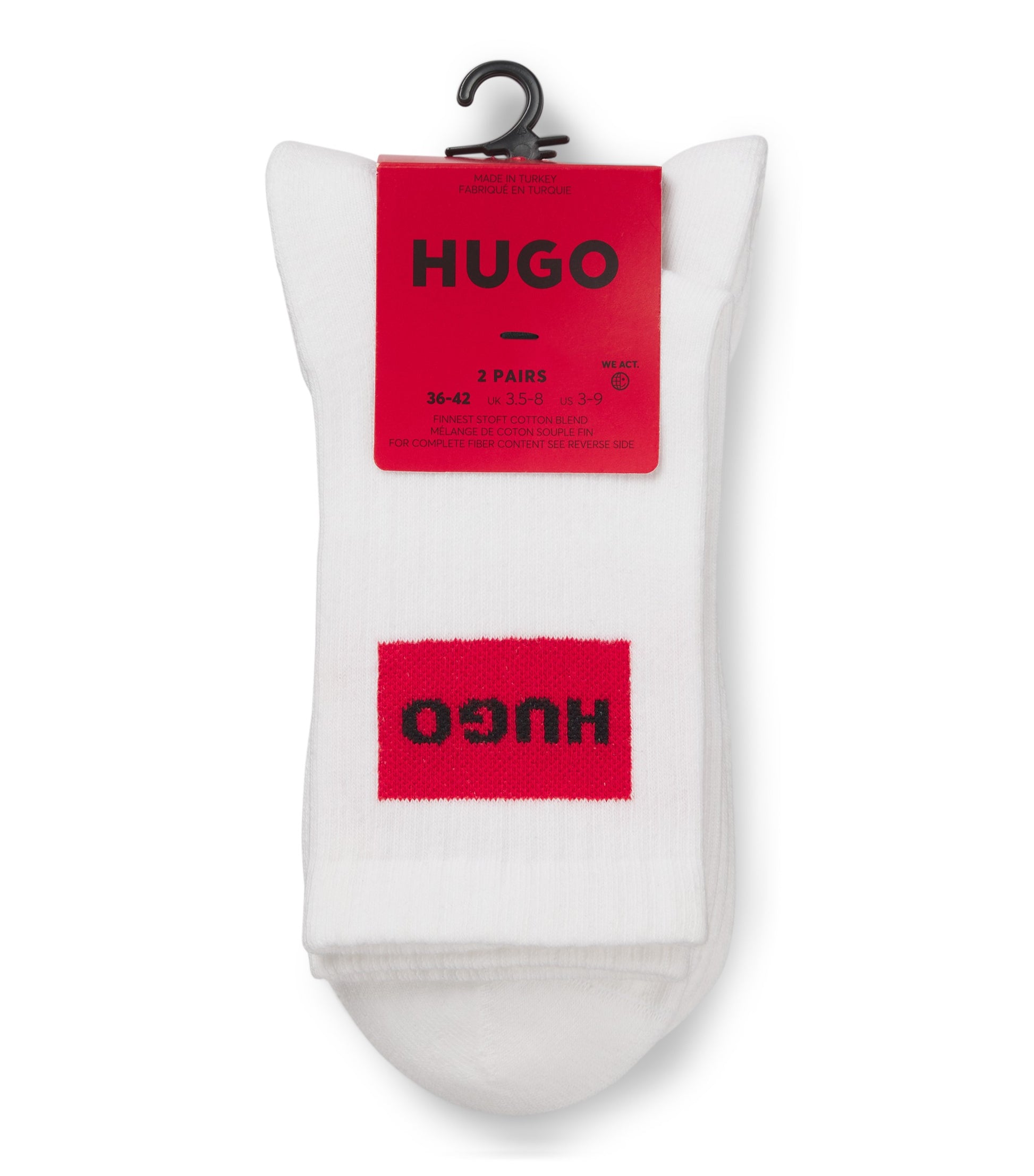 Two-pack of short-length socks with red logos