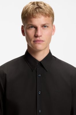 Regular-fit shirt in cotton poplin with embroidered logo