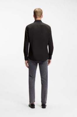 Regular-fit shirt in cotton poplin with embroidered logo