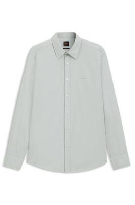 Regular-fit shirt in cotton poplin with embroidered logo