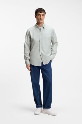 Regular-fit shirt in cotton poplin with embroidered logo