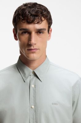 Regular-fit shirt in cotton poplin with embroidered logo