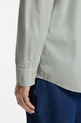 Regular-fit shirt in cotton poplin with embroidered logo