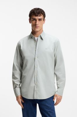 Regular-fit shirt in cotton poplin with embroidered logo
