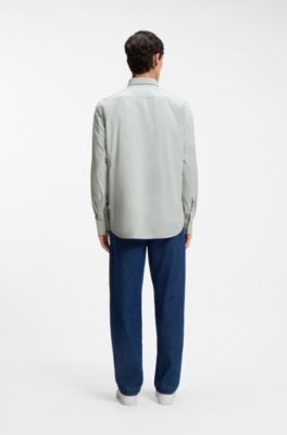 Regular-fit shirt in cotton poplin with embroidered logo
