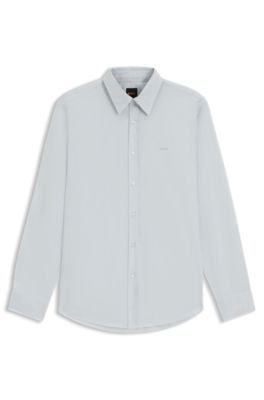 Regular-fit shirt in cotton poplin with embroidered logo