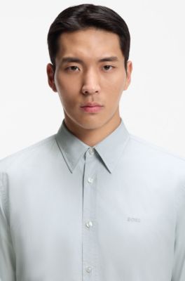 Regular-fit shirt in cotton poplin with embroidered logo
