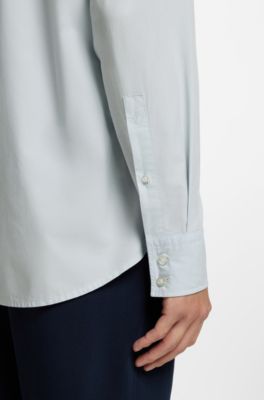 Regular-fit shirt in cotton poplin with embroidered logo
