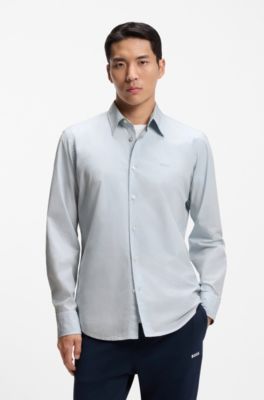 Regular-fit shirt in cotton poplin with embroidered logo
