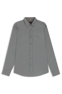 Regular-fit shirt in cotton poplin with embroidered logo