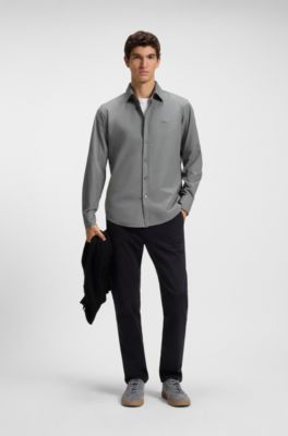 Regular-fit shirt in cotton poplin with embroidered logo