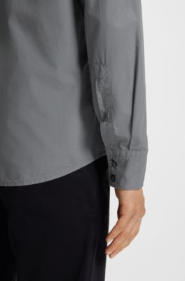 Regular-fit shirt in cotton poplin with embroidered logo