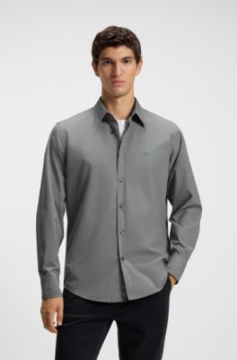 Regular-fit shirt in cotton poplin with embroidered logo