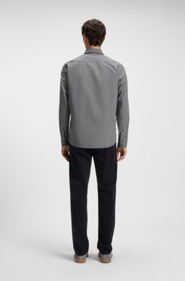 Regular-fit shirt in cotton poplin with embroidered logo