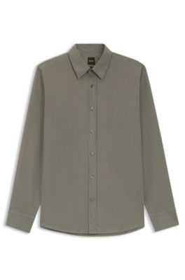 Regular-fit shirt in cotton poplin with embroidered logo