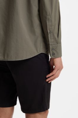 Regular-fit shirt in cotton poplin with embroidered logo