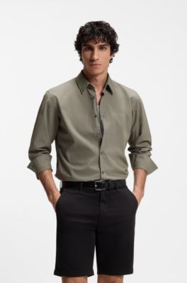 Regular-fit shirt in cotton poplin with embroidered logo