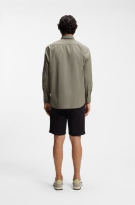 Regular-fit shirt in cotton poplin with embroidered logo