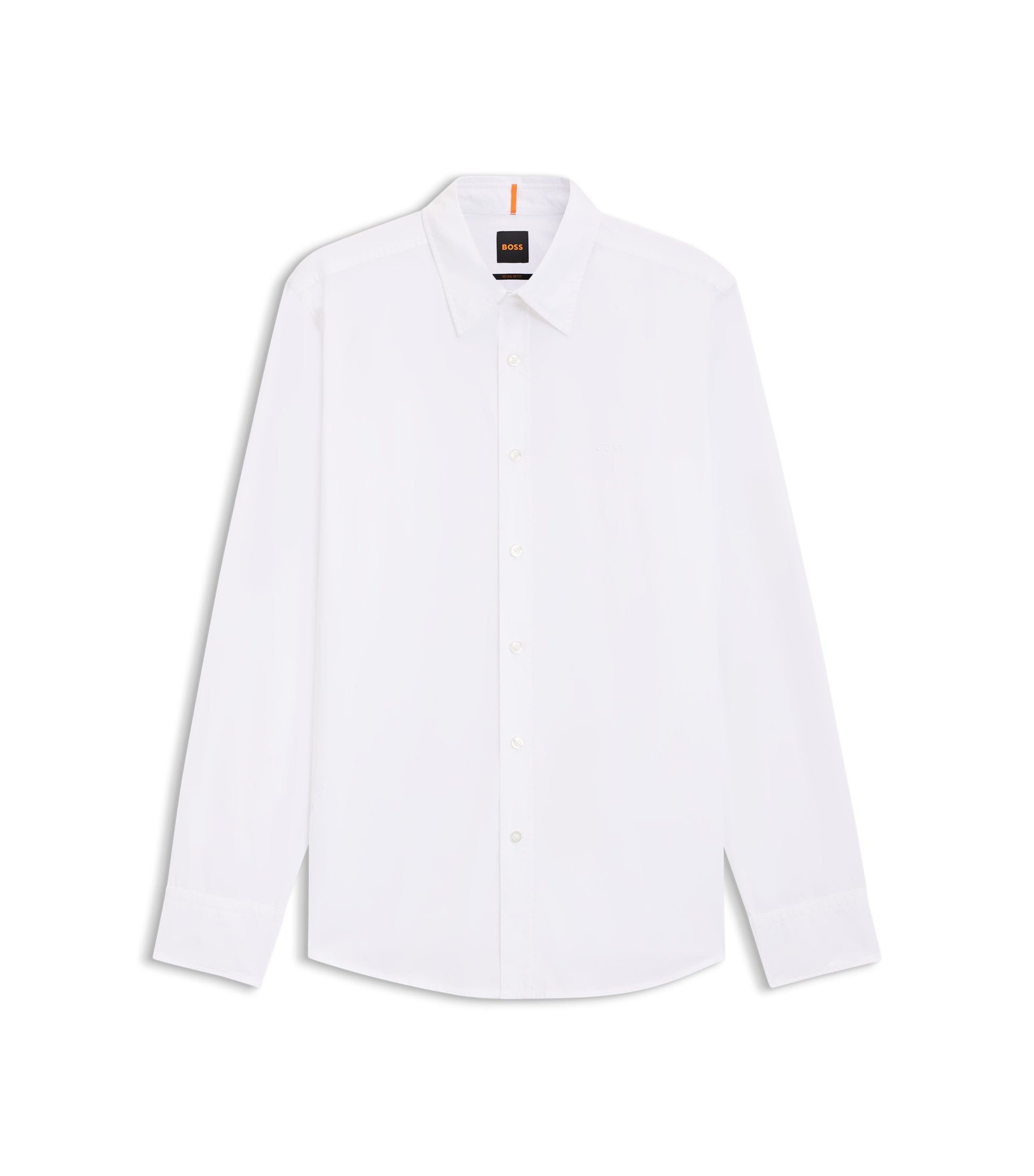 Regular-fit shirt in cotton poplin with embroidered logo