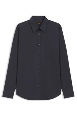 Regular-fit shirt in cotton poplin with embroidered logo