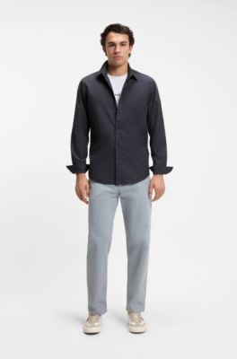 Regular-fit shirt in cotton poplin with embroidered logo
