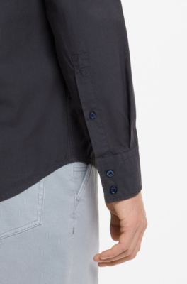 Regular-fit shirt in cotton poplin with embroidered logo