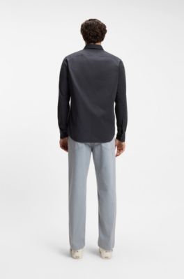 Regular-fit shirt in cotton poplin with embroidered logo