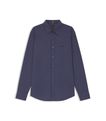 Regular-fit shirt in cotton poplin with embroidered logo