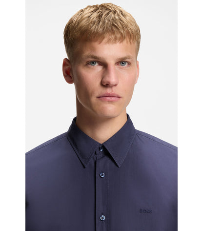 Regular-fit shirt in cotton poplin with embroidered logo