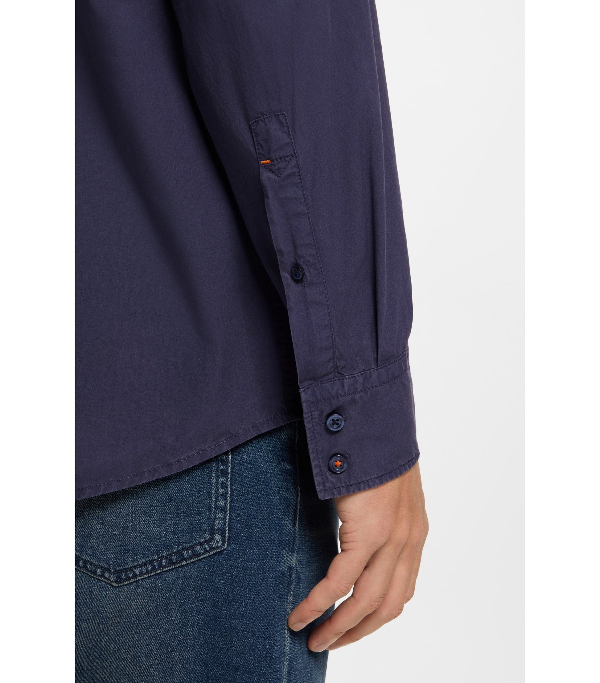 Regular-fit shirt in cotton poplin with embroidered logo