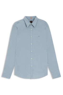 Regular-fit shirt in cotton poplin with embroidered logo