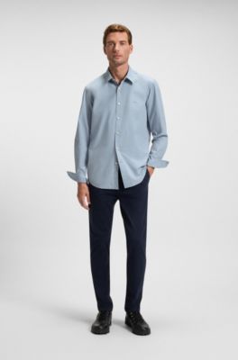 Regular-fit shirt in cotton poplin with embroidered logo