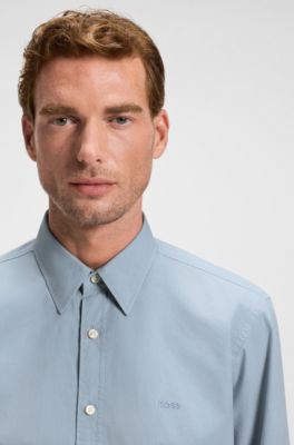 Regular-fit shirt in cotton poplin with embroidered logo