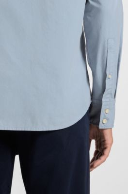 Regular-fit shirt in cotton poplin with embroidered logo