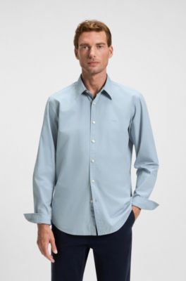 Regular-fit shirt in cotton poplin with embroidered logo