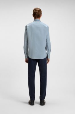 Regular-fit shirt in cotton poplin with embroidered logo