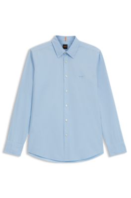 Regular-fit shirt in cotton poplin with embroidered logo