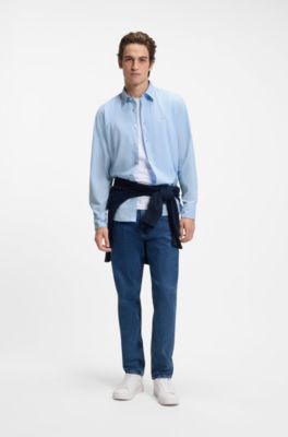 Regular-fit shirt in cotton poplin with embroidered logo