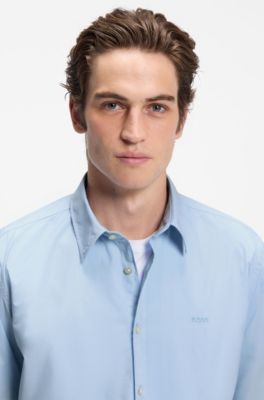 Regular-fit shirt in cotton poplin with embroidered logo