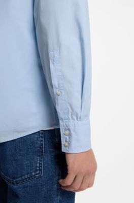 Regular-fit shirt in cotton poplin with embroidered logo