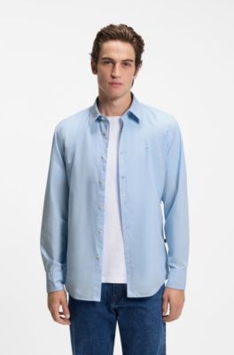 Regular-fit shirt in cotton poplin with embroidered logo