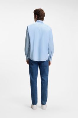 Regular-fit shirt in cotton poplin with embroidered logo